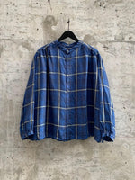 Load image into Gallery viewer, LINEN CHECK SHIRT | BLUE
