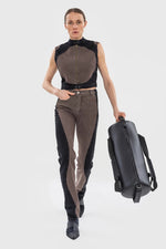 Load image into Gallery viewer, WAVY JEANS WITH CONTRAST SIDELINES | WASHED CHESTNUT x BLACK
