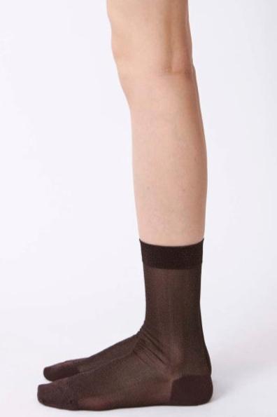 SHEER LUREX SOCKS | DARK BROWN