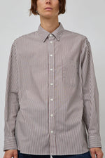 Load image into Gallery viewer, NOLAN SHIRT | BROWN/WHITE STRIPE

