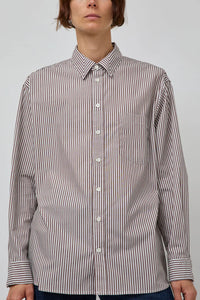 NOLAN SHIRT | BROWN/WHITE STRIPE
