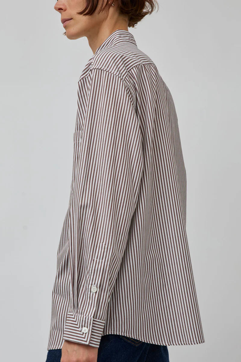 NOLAN SHIRT | BROWN/WHITE STRIPE