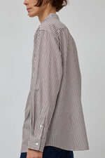 Load image into Gallery viewer, NOLAN SHIRT | BROWN/WHITE STRIPE

