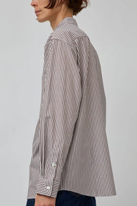 NOLAN SHIRT | BROWN/WHITE STRIPE