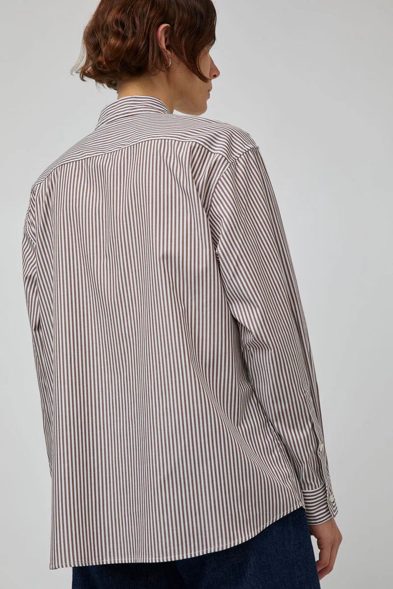 NOLAN SHIRT | BROWN/WHITE STRIPE
