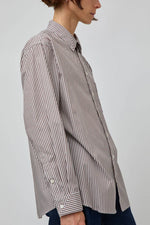 Load image into Gallery viewer, NOLAN SHIRT | BROWN/WHITE STRIPE
