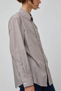 NOLAN SHIRT | BROWN/WHITE STRIPE