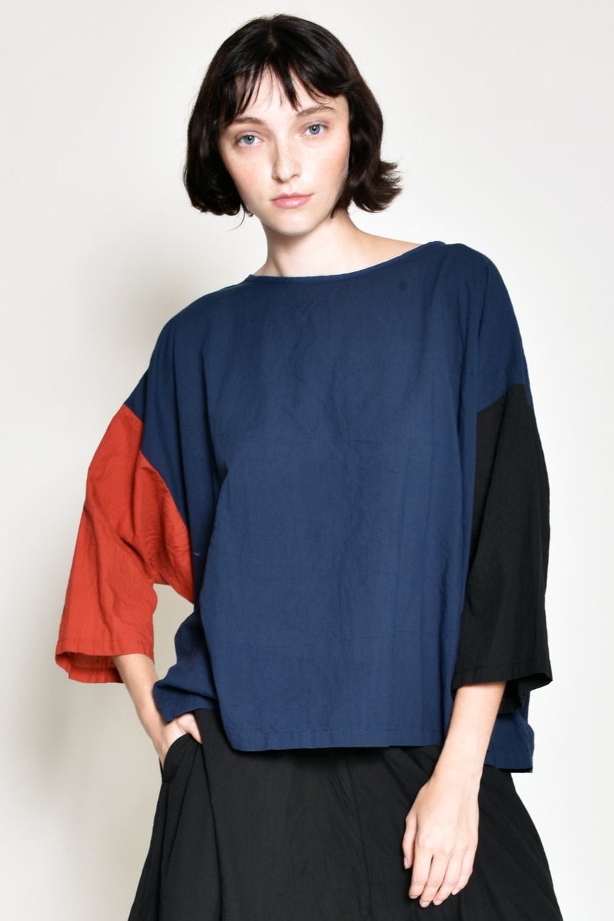 MIX BATWING TOP | NAVY+RED+BLACK