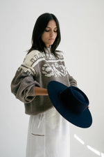 Load image into Gallery viewer, HAND EMBROIDERED WOOL SWEATER | TAUPE BROWN
