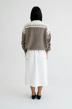 Load image into Gallery viewer, HAND EMBROIDERED WOOL SWEATER | TAUPE BROWN
