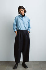 Load image into Gallery viewer, COTTON AND WOOL BAGGY PANTS | NAVY
