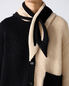 BICOLOUR CASHMERE/SILK TRIANGLE SCARF | VANILLA/BLACK