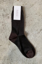 Load image into Gallery viewer, SHEER LUREX SOCKS | DARK BROWN
