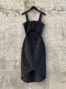 ROUND KNIT CABLE DRESS | CHARCOAL