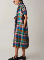 Load image into Gallery viewer, JULIEN DRESS | BRIGHT SPACE DYED PLAID
