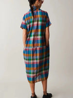 Load image into Gallery viewer, JULIEN DRESS | BRIGHT SPACE DYED PLAID
