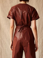 Load image into Gallery viewer, ODILE JUMPSUIT | SHINY COTTON POPLIN - CHOCOLATE
