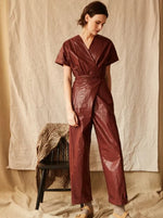 Load image into Gallery viewer, ODILE JUMPSUIT | SHINY COTTON POPLIN - CHOCOLATE
