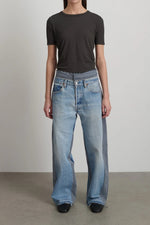 Load image into Gallery viewer, DOUBLE WAISTBAND REWORK | VINTAGE INDIGO/STRIPE
