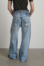 Load image into Gallery viewer, DOUBLE WAISTBAND REWORK | VINTAGE INDIGO/STRIPE
