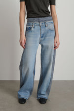 Load image into Gallery viewer, DOUBLE WAISTBAND REWORK | VINTAGE INDIGO/STRIPE
