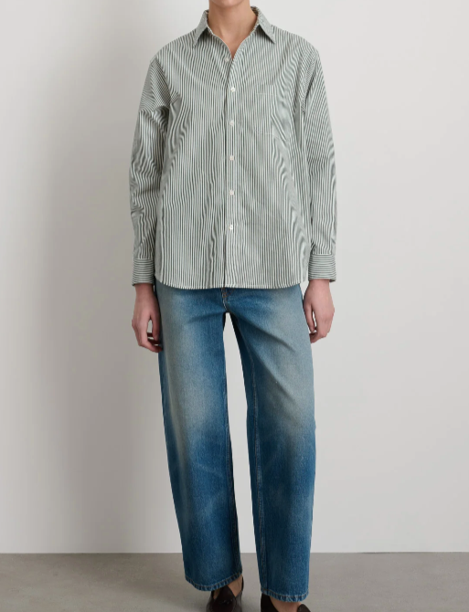 NOLAN SHIRT | GREEN YARN DYE STRIPE