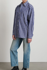 Load image into Gallery viewer, NOLAN SHIRT | INDIGO WHITE STRIPE
