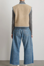 Load image into Gallery viewer, REVERSIBLE REWORKED VINTAGE DENIM AND SHERPA VEST | OATMEAL SHERPA
