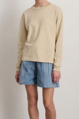 LONG SLEEVE POCKET T-SHIRT | BEIGE