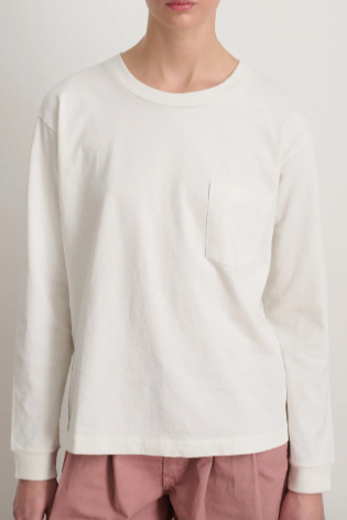 LONG SLEEVE POCKET T-SHIRT | SNOW WHITE