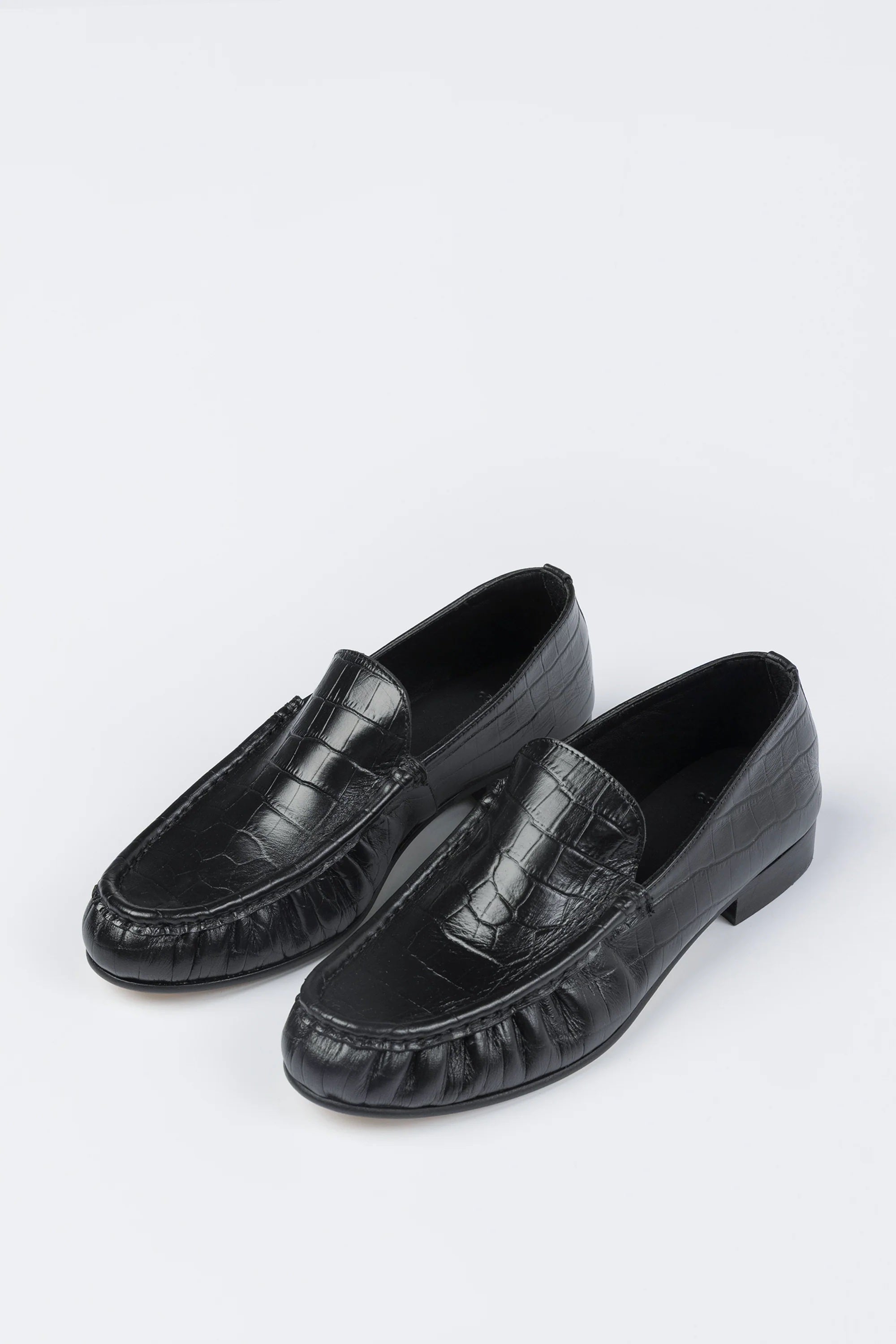 LEATHER LOAFER RAMA | CROCODILE BLACK