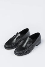 Load image into Gallery viewer, LEATHER LOAFER RAMA | CROCODILE BLACK
