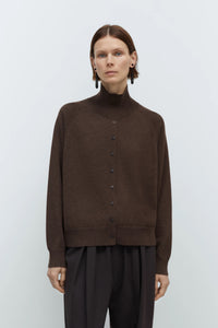 MERINO WOOL BUTTONED SWEATER | ESPRESSO