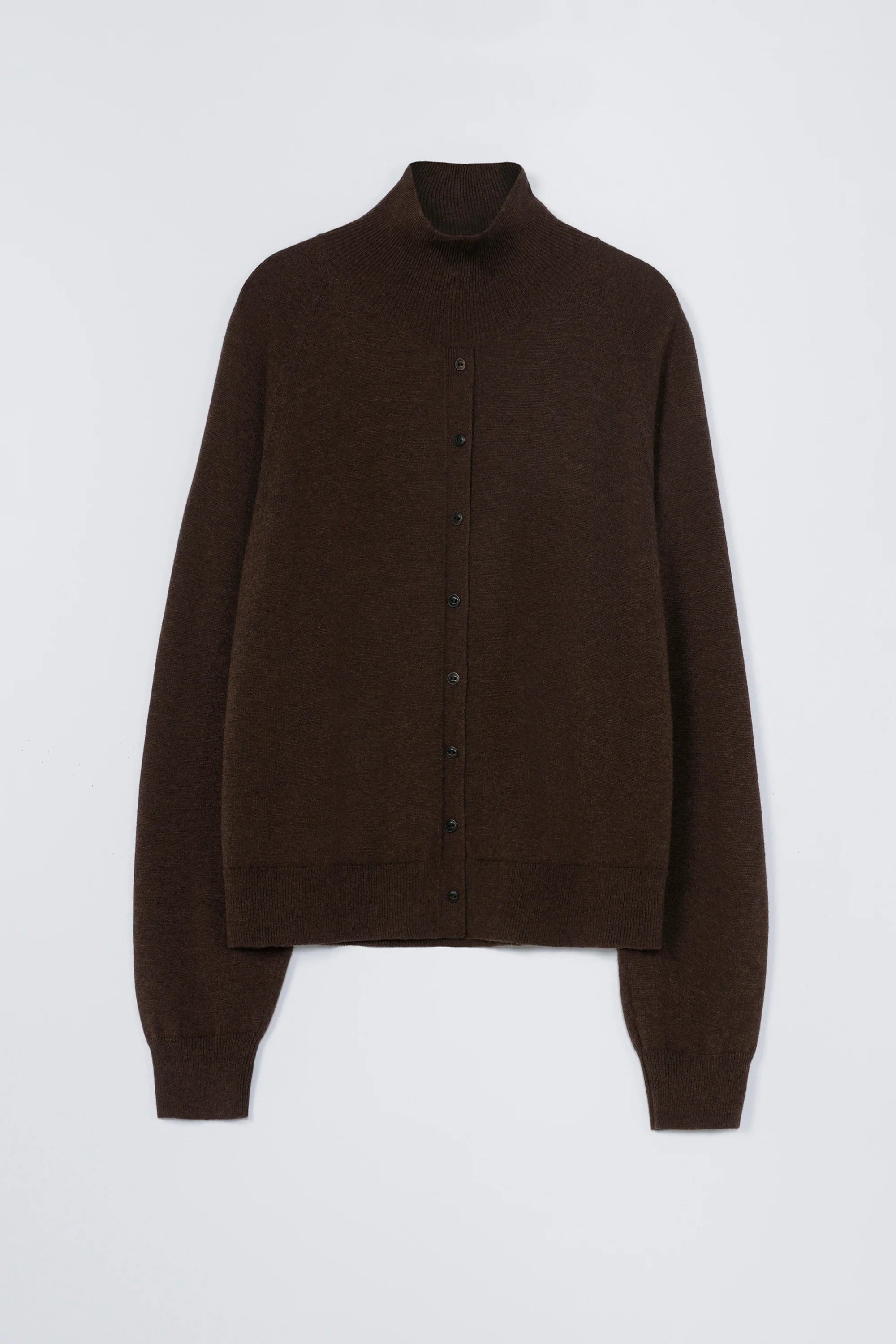 MERINO WOOL BUTTONED SWEATER | ESPRESSO