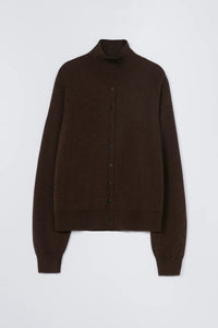MERINO WOOL BUTTONED SWEATER | ESPRESSO