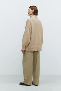 MERINO WOOL CHUNKY TURTLENECK SWEATER | BEIGE
