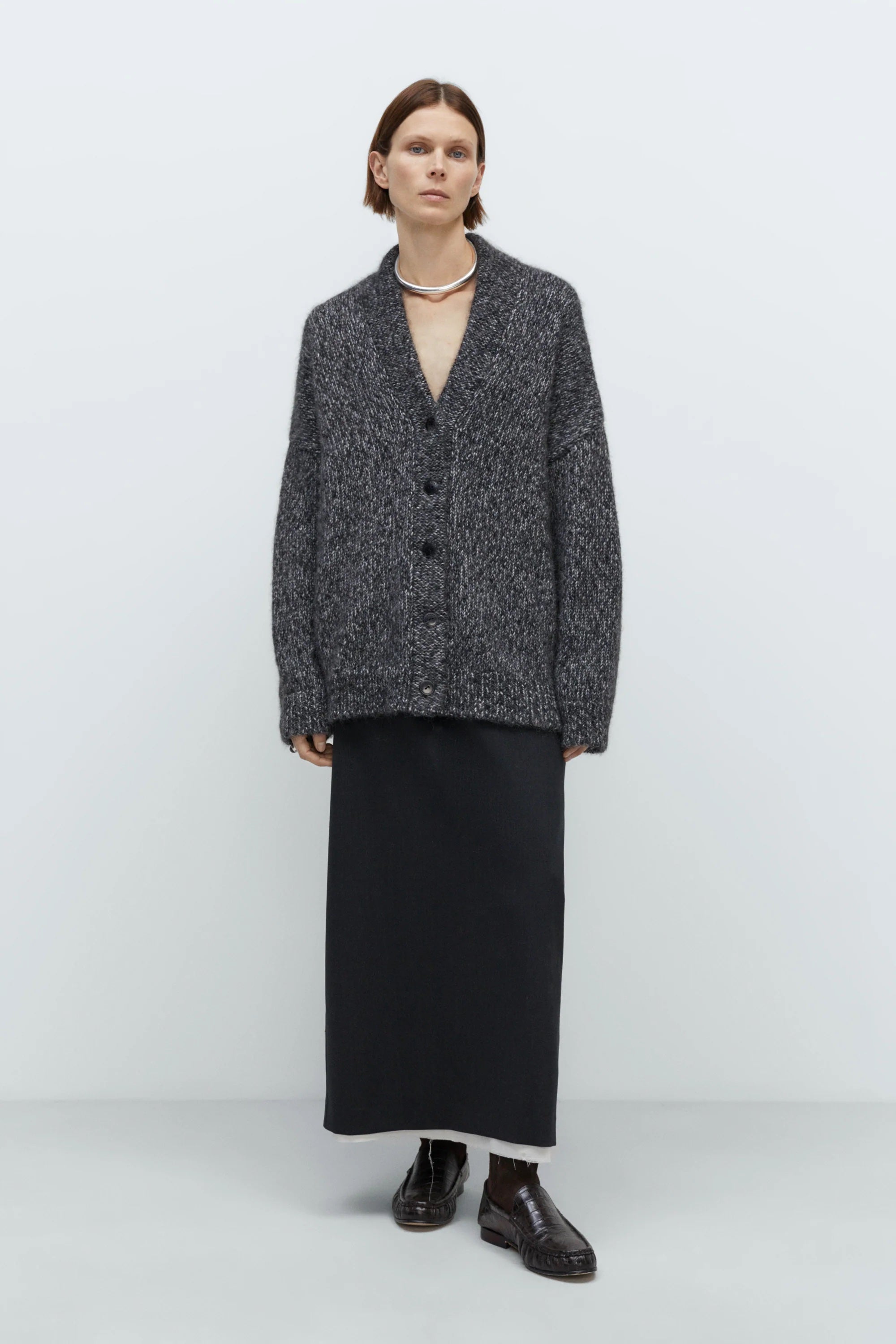 OVERSIZED CARDIGAN | BLACK MELANGE