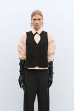 Load image into Gallery viewer, CUT-OUT BOAT NECK WAISTCOAT | BLACK
