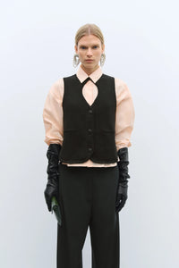 CUT-OUT BOAT NECK WAISTCOAT | BLACK