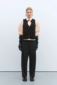 CUT-OUT BOAT NECK WAISTCOAT | BLACK