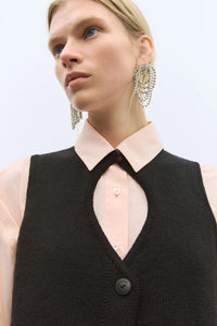 CUT-OUT BOAT NECK WAISTCOAT | BLACK
