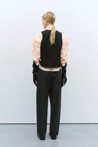 CUT-OUT BOAT NECK WAISTCOAT | BLACK