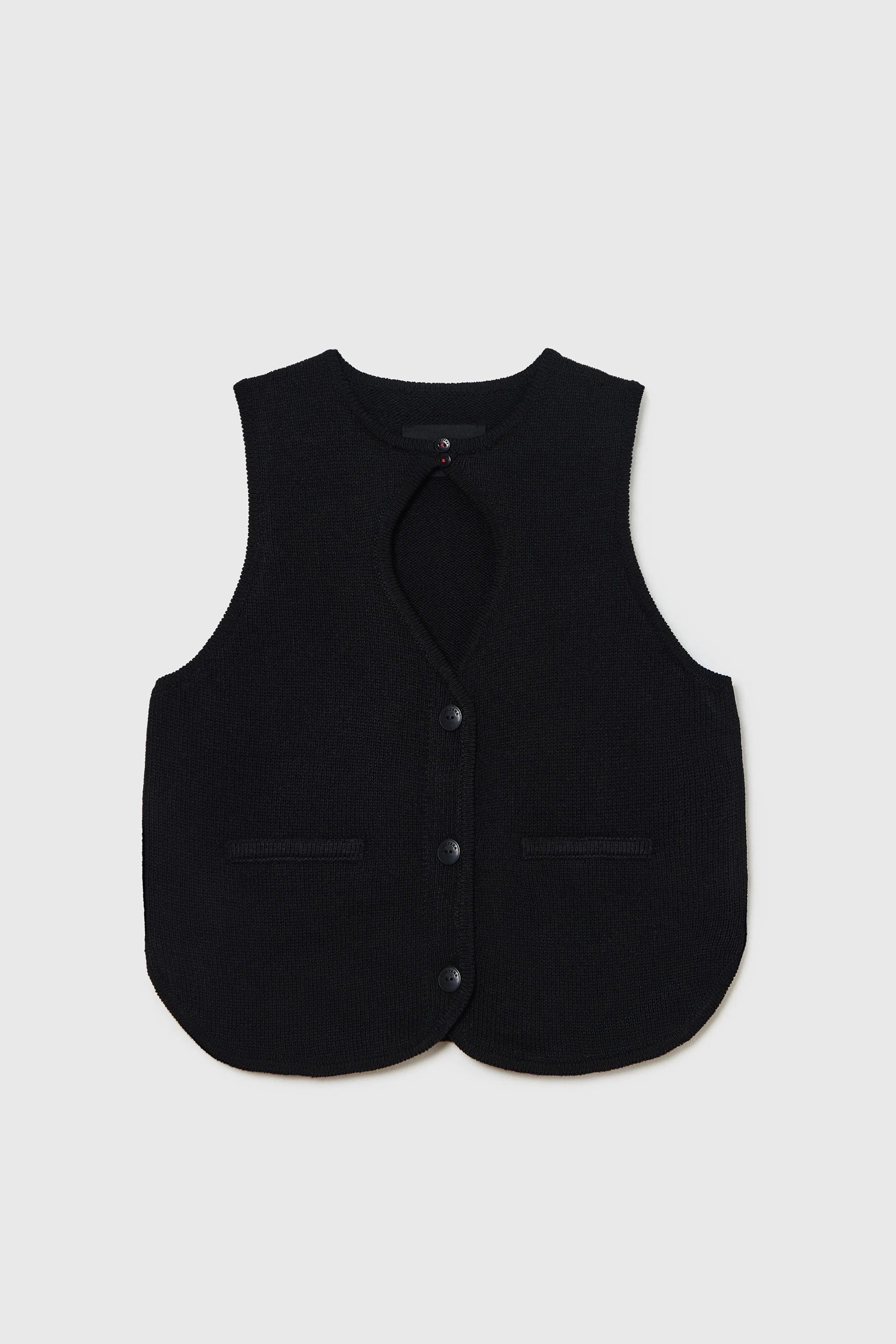 CUT-OUT BOAT NECK WAISTCOAT | BLACK