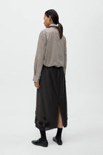 Load image into Gallery viewer, TAILORED EMBELLISHED SKIRT | DARK BROWN
