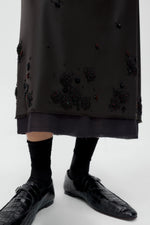 Load image into Gallery viewer, TAILORED EMBELLISHED SKIRT | DARK BROWN
