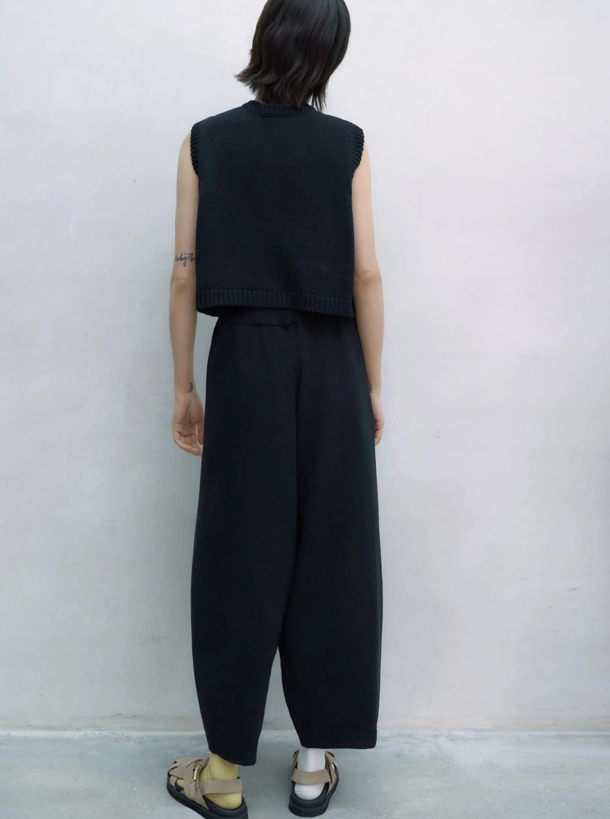 COTTON KNITTED PANTS | BLACK