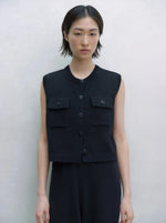 Load image into Gallery viewer, POCKETS COTTON WAISTCOAT | BLACK
