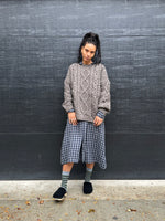 Load image into Gallery viewer, LINEN GINGHAM SHIRTDRESS | CHARCOAL
