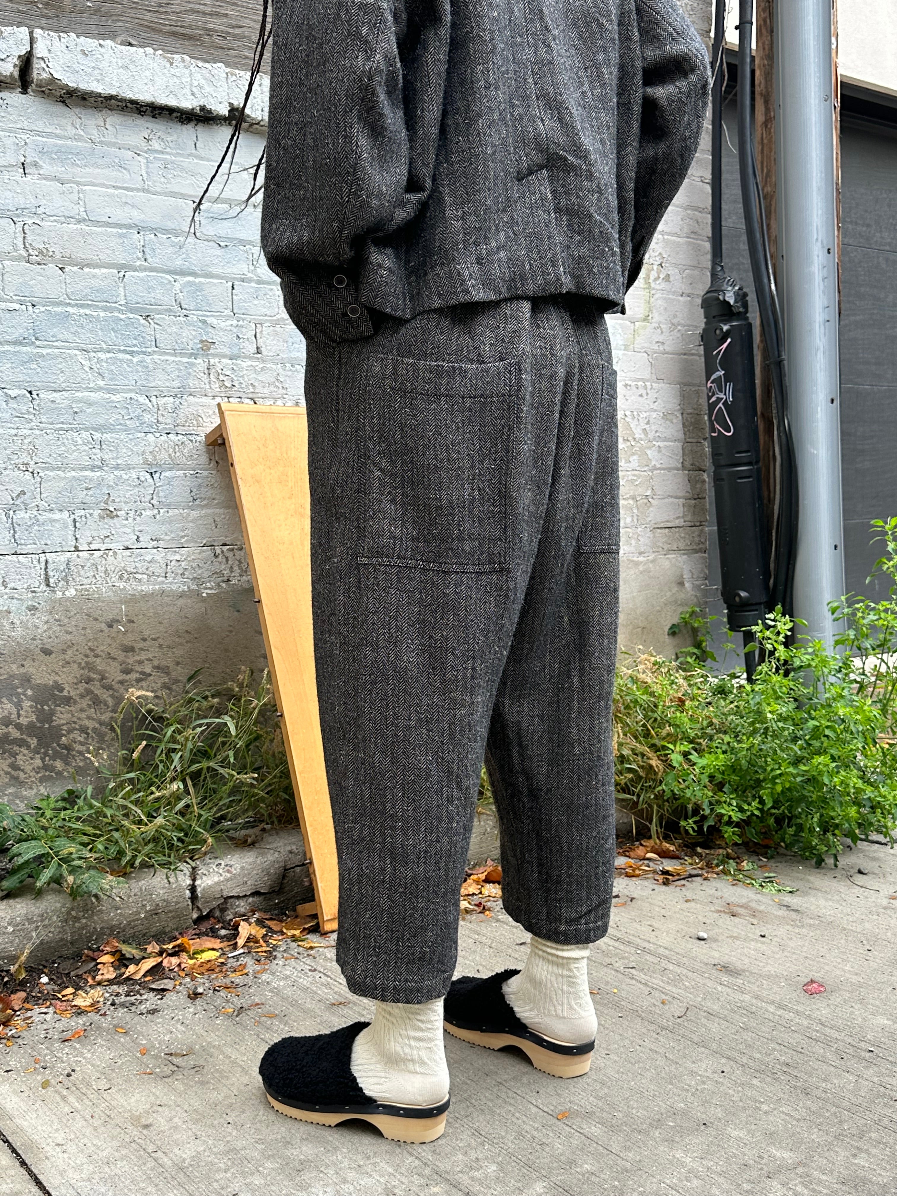 WOOL AND LINEN HERRINGBONE PANTS | MULTIPLE COLOURWAYS
