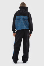 Load image into Gallery viewer, YIN YANG DENIM JOGGERS | MEDIUM BLUE X BLACK

